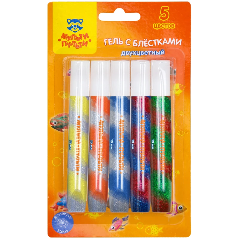Гель с блестками Мульти-Пульти "Приключения Енота", двуцветный, 5шт.,