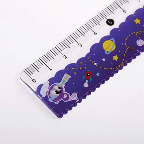 Линейка пластиковая 15 см, ЮНЛАНДИЯ "ЮНЛАНДИК В КОСМОСЕ", цветная