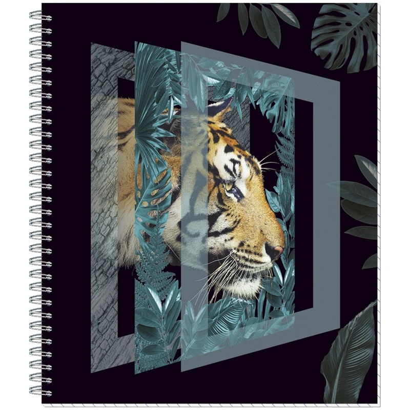 Тетрадь общая №1 School Тигр,А5,80л,пружина,обл.мелов.картон,цв.печ,УФ-лак