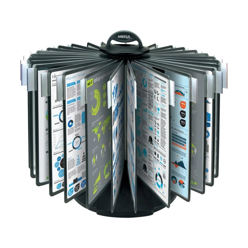 Демосистема настольная Mega Office карусель 30&nbsp-панелей черная