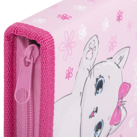 Пенал ПИФАГОР, 1 отделение, ткань, 19x13 см, "Cute Meow", 270358