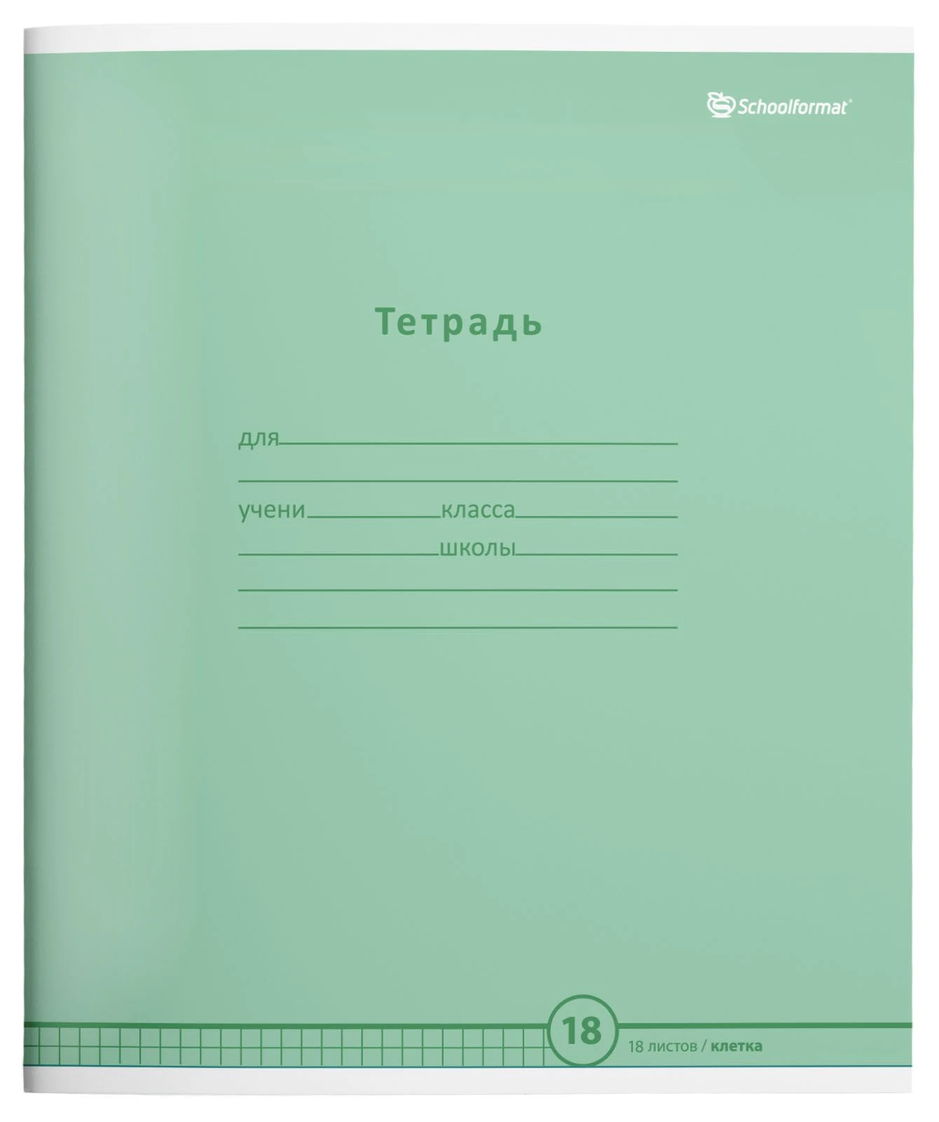 Комплект тетрадей 18 листов, в клетку, ПАСТЕЛЬНО-ЗЕЛЕНАЯ мел. карт. ВД-лак, 20