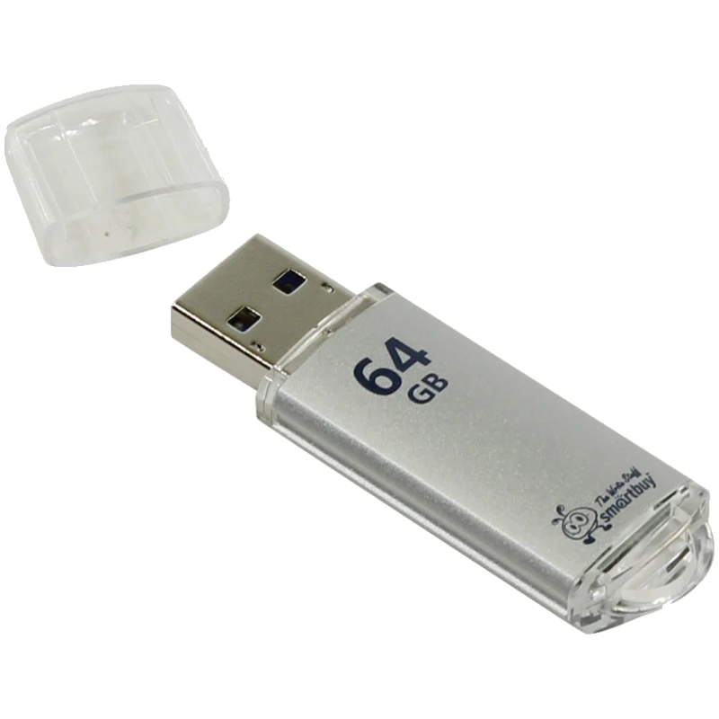 Память Smart Buy "V-Cut" 64GB, USB 2.0 Flash Drive, серебристый