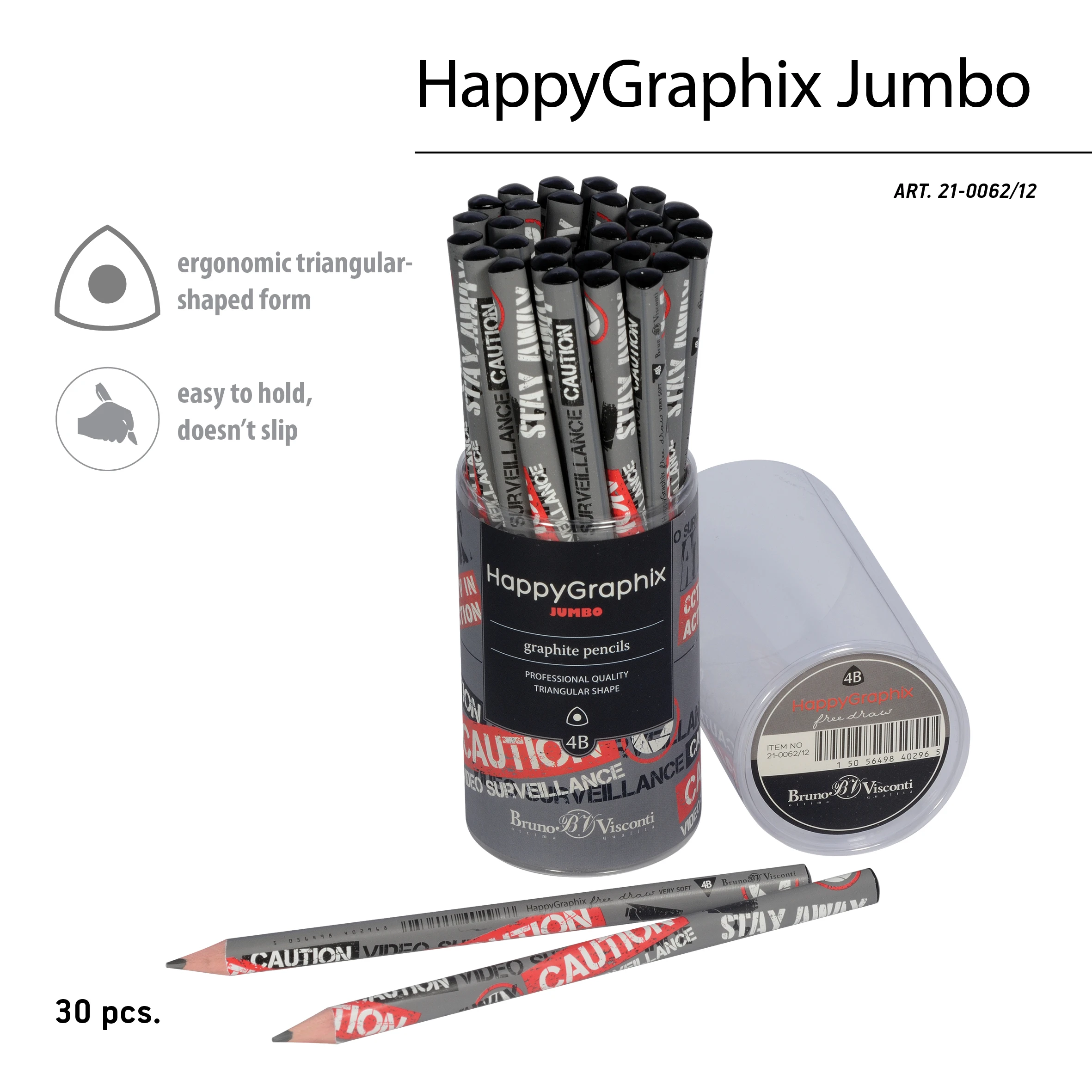 КАРАНДАШ ЧЕРНОГРАФИТОВЫЙ "HappyGraphix Jumbo. Keep Away. Video camera"