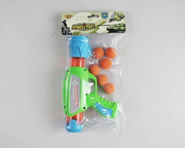 Пистолет "Зеленый бластер" с мягкими шариками (6 шариков в упак.)