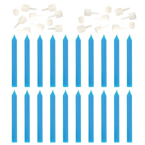 Набор свечей для торта 20 шт., 8 см, с держателями, голубые, ЗОЛОТАЯ СКАЗКА, в