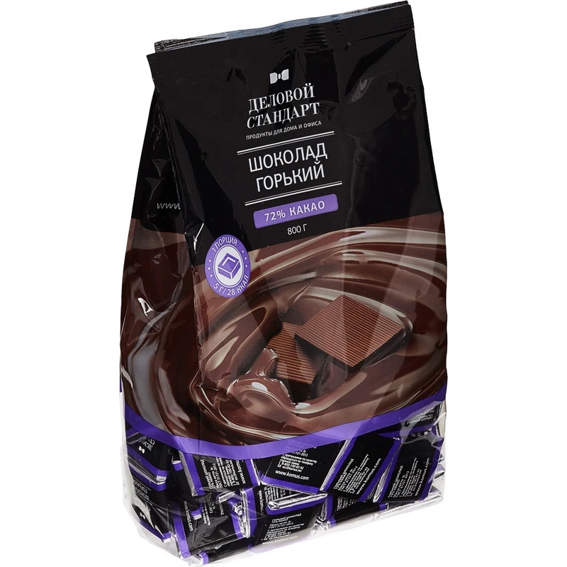 Шоколад порционный Деловой Стандарт горький 72%, 5г/160шт