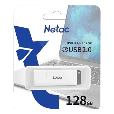 Флеш-диск 128GB NETAC U185, USB 2.0, белый, NT03U185N-128G-20WH