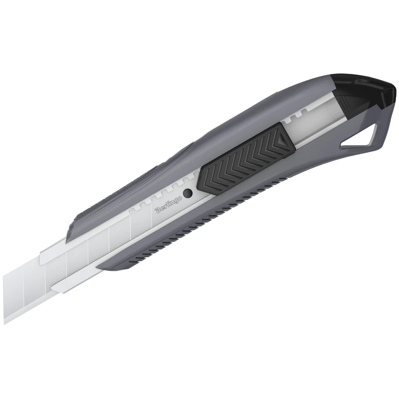 Нож канцелярский 18мм Berlingo "Razzor 200", серый + лезвия сменные