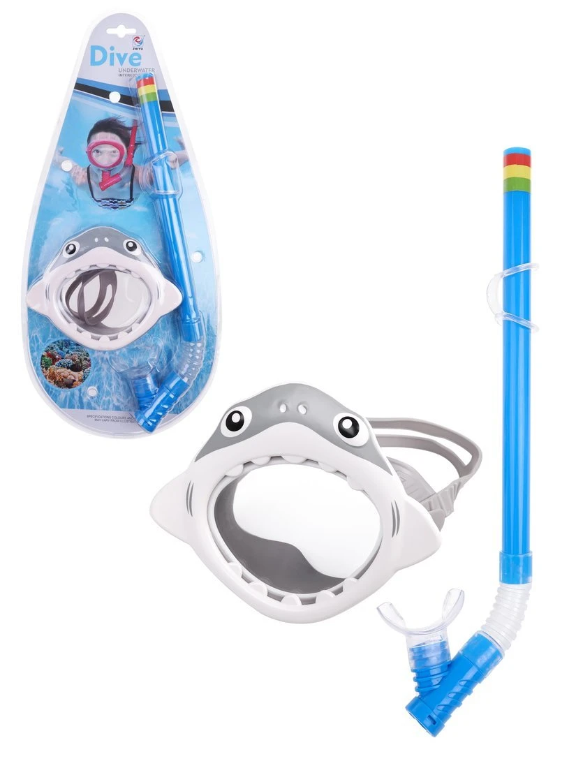 Набор для ныряния детский Акула: маска с трубкой (с клапаном), затычки для ушей