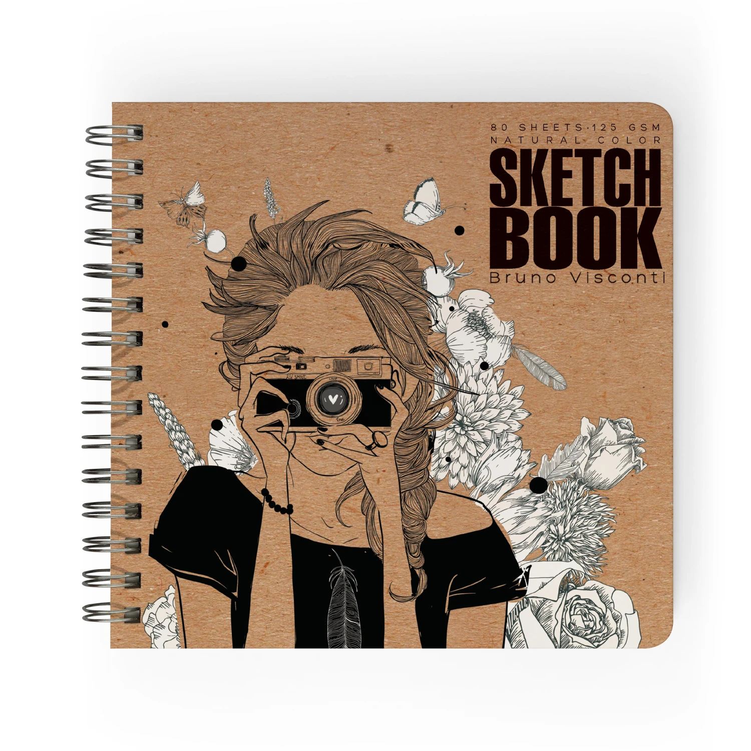 SKETCHBOOK BV, 200х205 мм, 80 Л.КРАФТ 125 гр. НА ГРЕБНЕ (4 ВИДА)