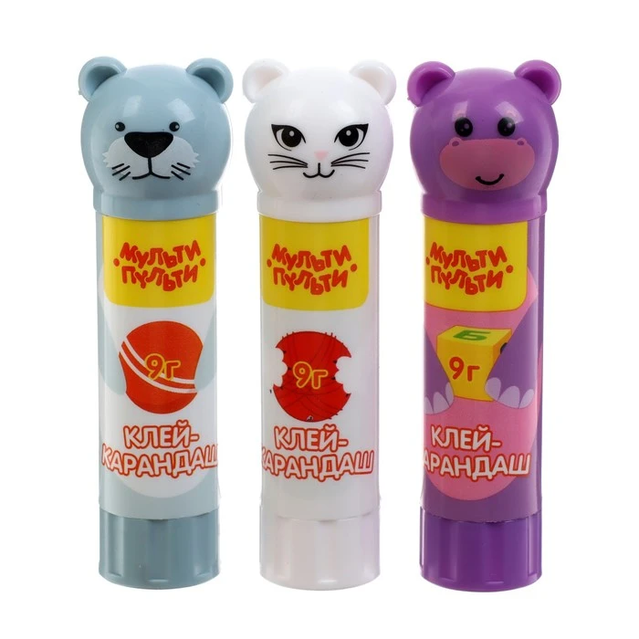 Клей-карандаш PVP 9г Мульти-Пульти "Зверята: Морской котик, Бегемот, Клей-карандаш PVP 9г Мульти-Пульти "Зверята: Морской котик, Бегемот,