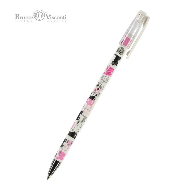 Ручка шариковая BRUNO VISCONTI HappyWrite. Розовые Котята синий 0,5мм