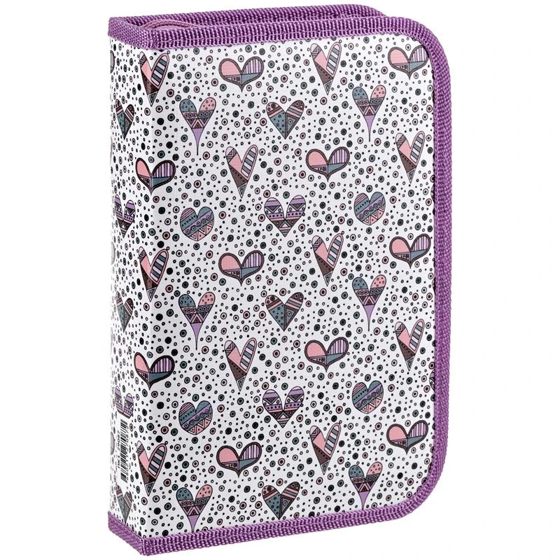 Пенал 1 отделение, 200*130 ArtSpace "Hearts", две откидные секции,