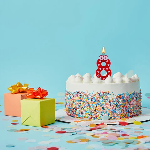 Свеча-цифра для торта "8" "С глазками", 6 см, ЗОЛОТАЯ Свеча-цифра для торта "8" "С глазками", 6 см, ЗОЛОТАЯ