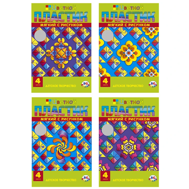 Цветной мягкий пластик BG "EVA. Цветочная Мозаика" А4, 4л., 4цв., в