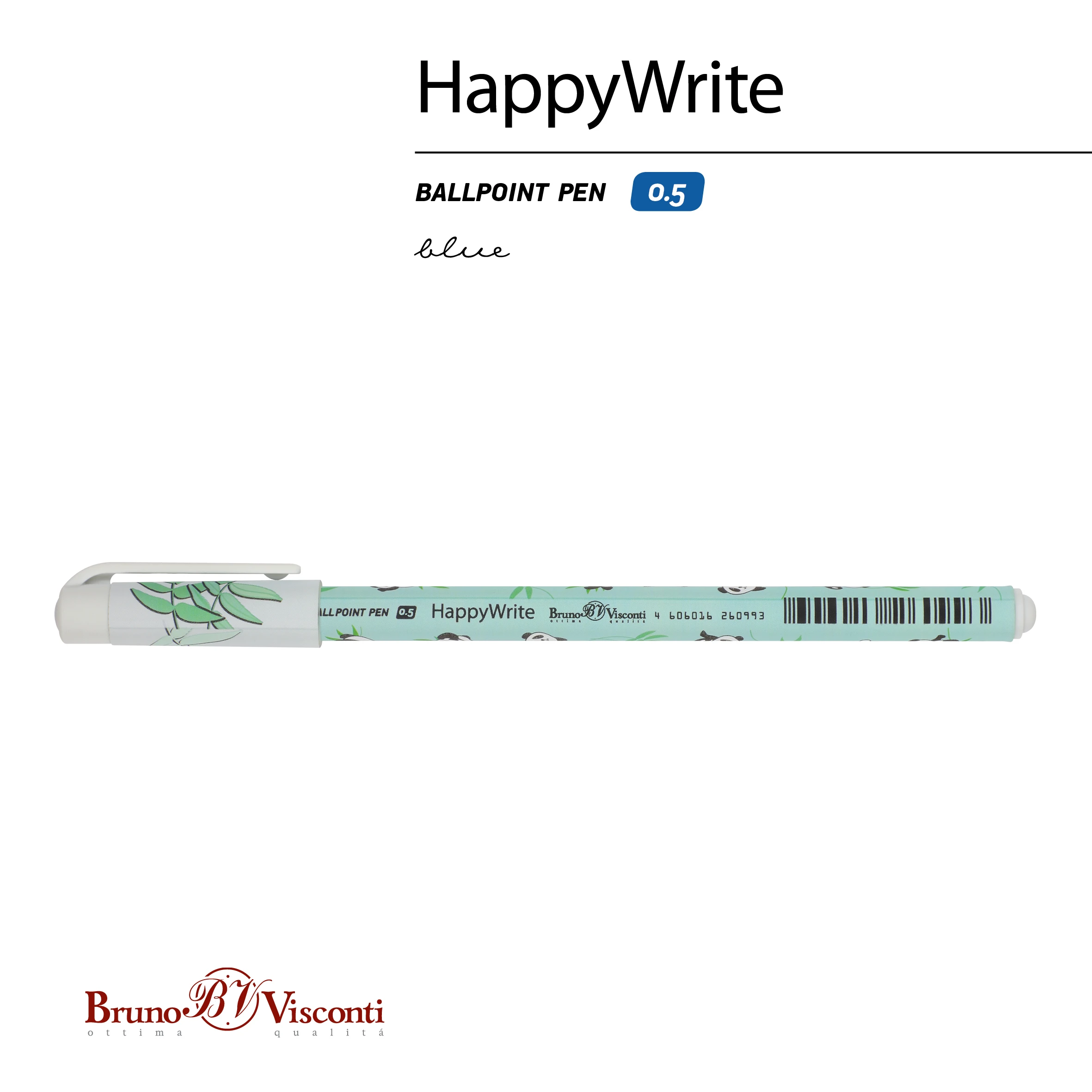 РУЧКА "HappyWrite. Sweet Animals. Панды" ШАРИКОВАЯ 0.5 ММ, СИНЯЯ