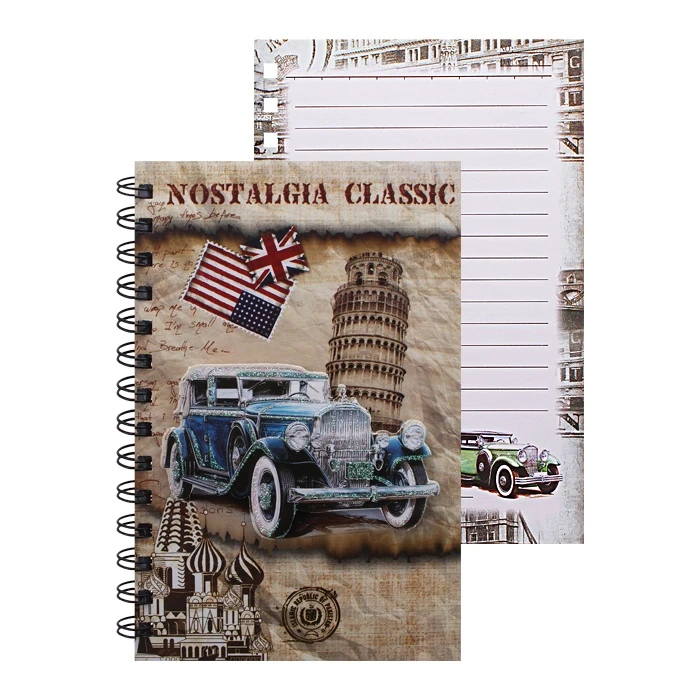 Блокнот 19,2*13см 60л на спирали в линейку с рисунком 3D Ретроавтомобили