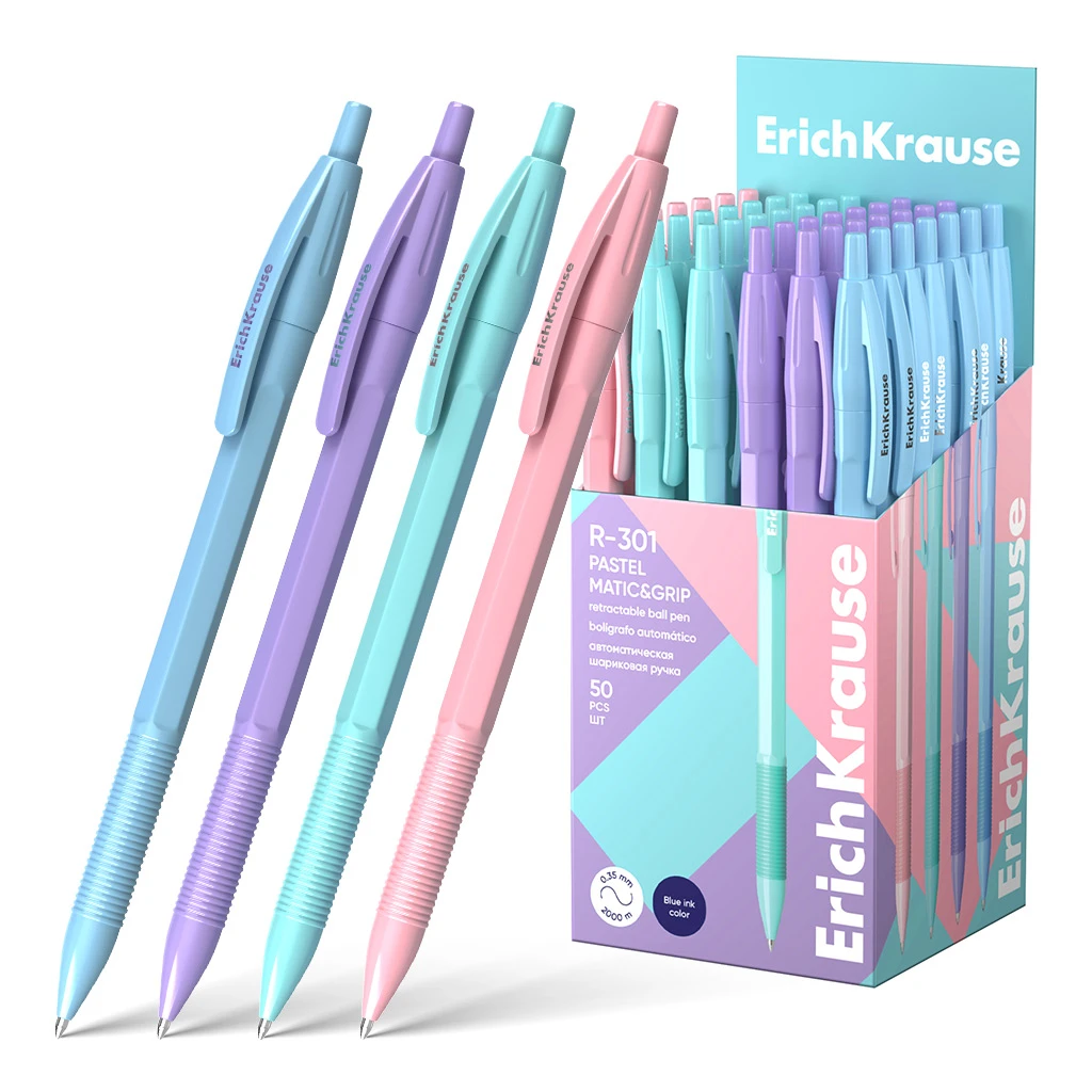 Ручка шариковая автоматическая ErichKrause R-301 Matic&Grip Pastel 0.7, цвет