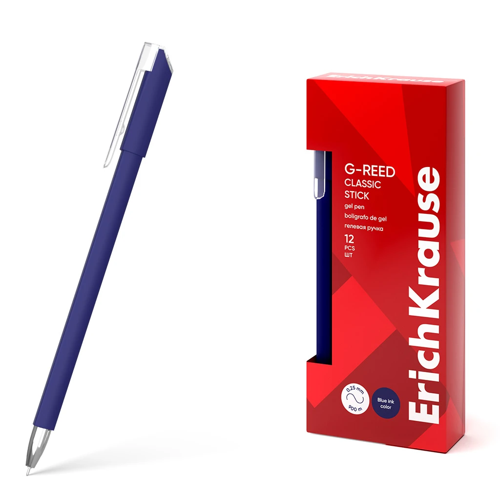 Ручка гелевая ErichKrause G-Reed Stick Classic 0.38, цвеcт чернил синий