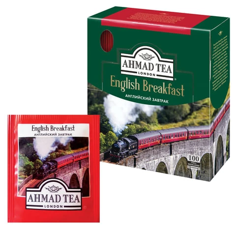 Чай AHMAD (Ахмад) "English Breakfast", черный, 100 пакетиков по 2 г,