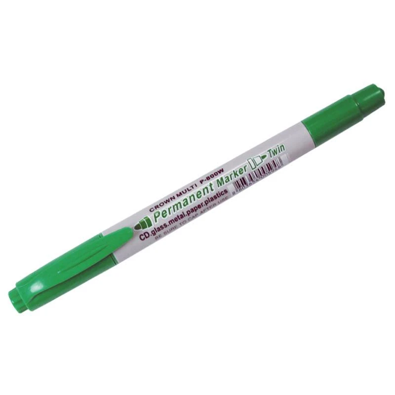Маркер перманентный двухсторонний зеленый, пулевидный, 2мм/1мм: P-800W штр.: 