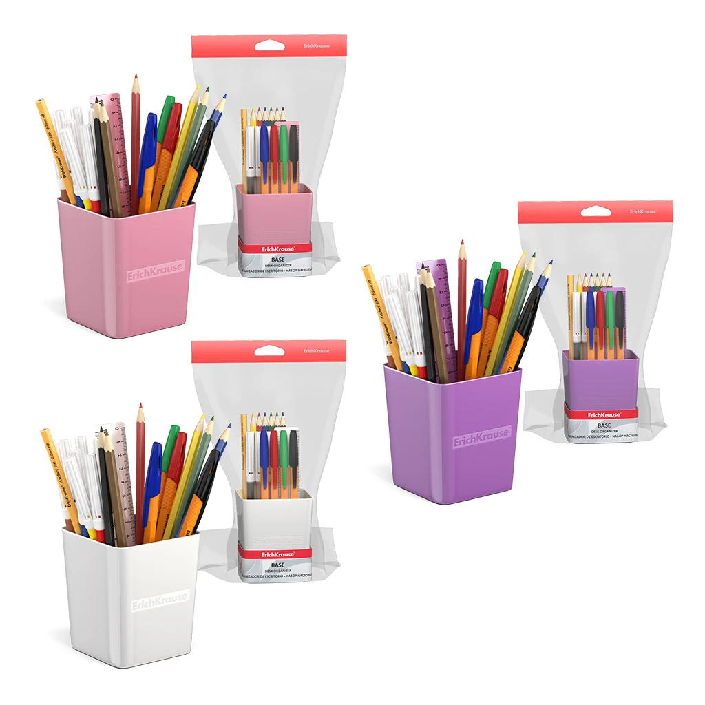 Набор школьный пластиковый ErichKrause® Base, Candy, ассорти из 3 цветов