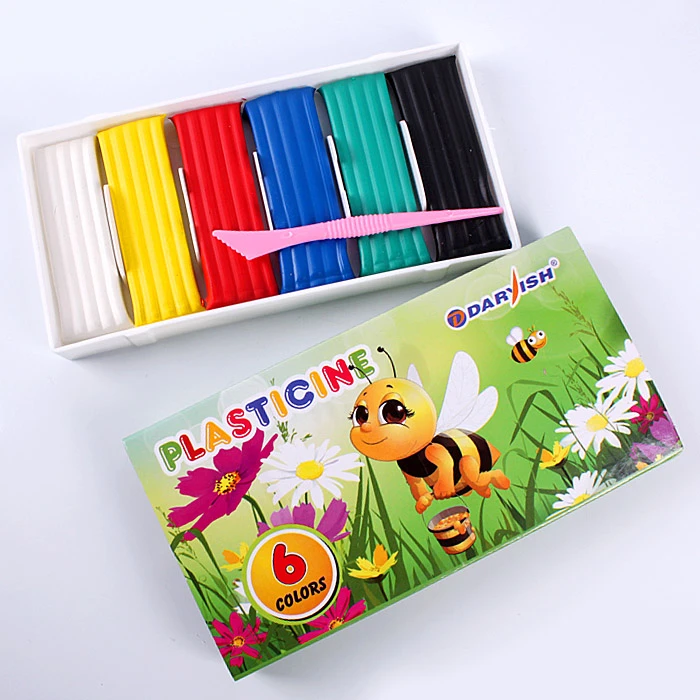 Пластилин 6цв. восковой "Darvish" в пластик. поддоне со стеком Пластилин 6цв. восковой "Darvish" в пластик. поддоне со стеком