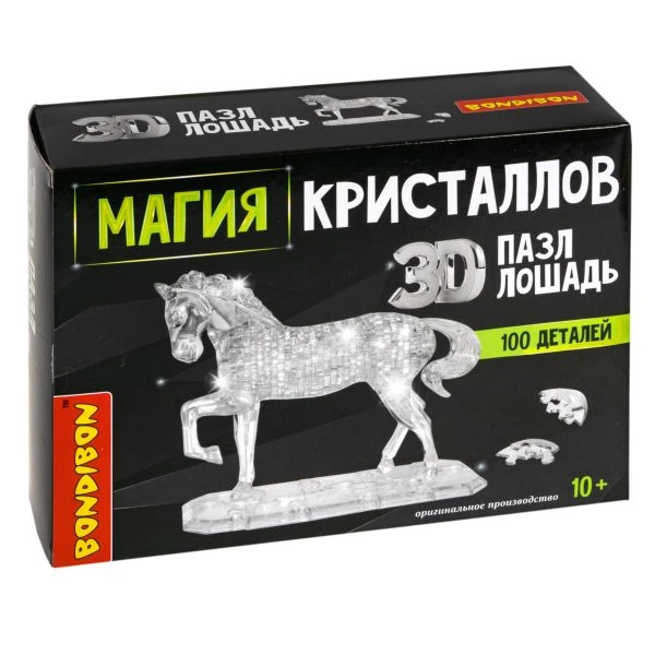 Пазл 3D МАГИЯ КРИСТАЛЛОВ «ЛОШАДЬ», 100 деталей, Bondibon