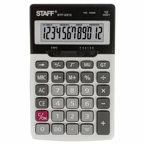 Калькулятор настольный металлический STAFF STF-2312 (175х107 мм), 12 разрядов,