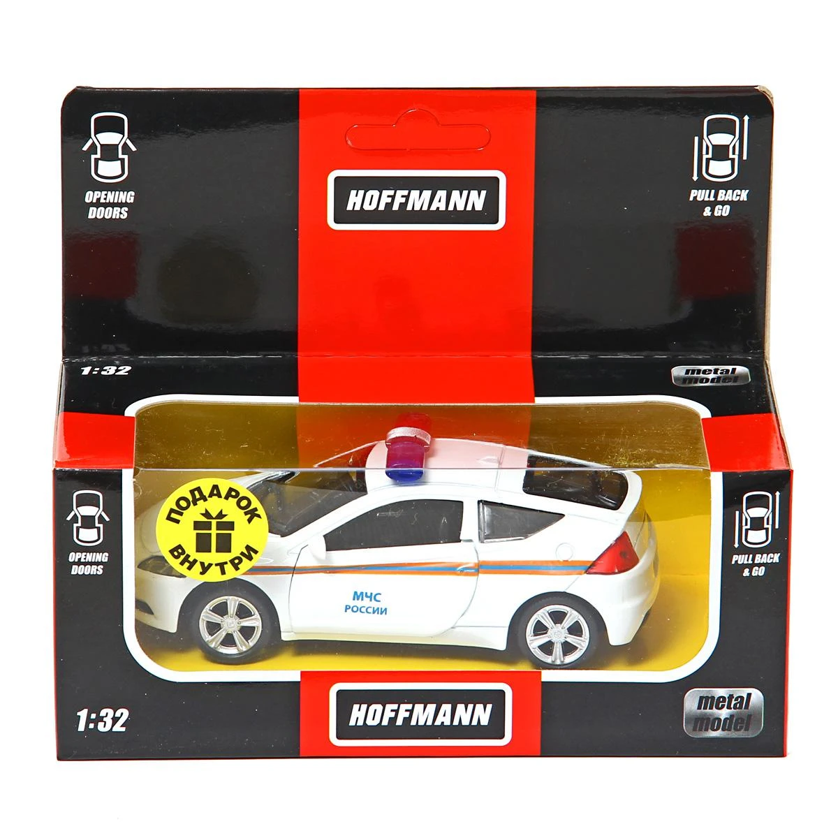 Машина металлическая, полиция 1:32, открываются двери, инерц., 49494 Машина металлическая, полиция 1:32, открываются двери, инерц., 49494