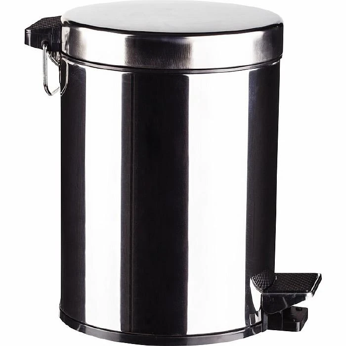 Урна с педалью 5 л нерж.сталь, металл с педалью, внутр.контейнер штр. 