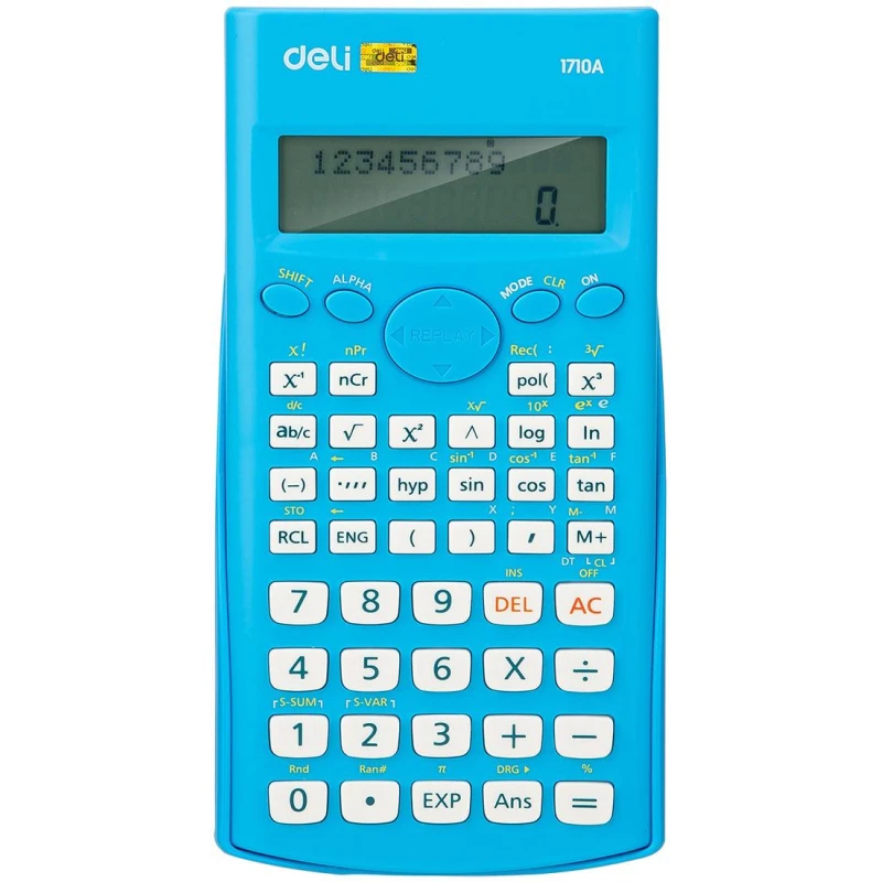 Калькулятор научный (ЕГЭ) Deli, 12р, LCD-диспл,питание от бат,син E1710A/BLU