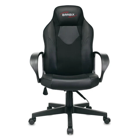 Кресло компьютерное BRABIX "Game GM-017", экокожа/ткань, черное,