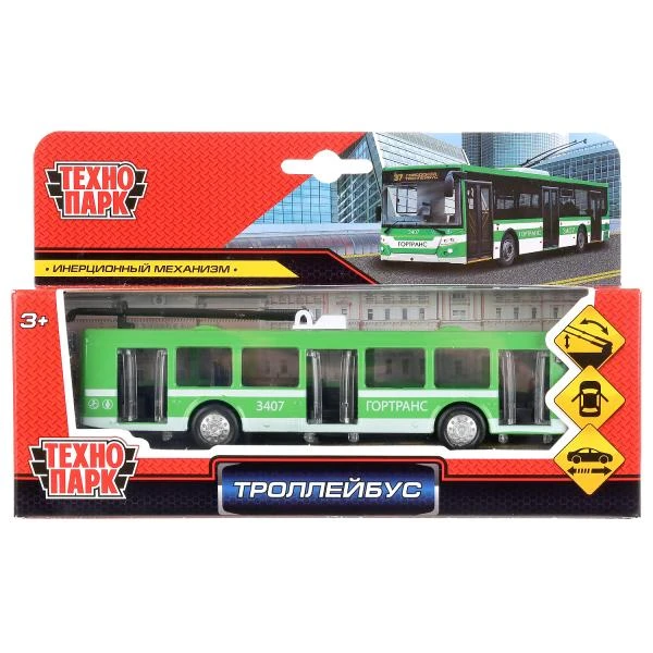 Машина металл ТРОЛЛЕЙБУС, 16,5 см, двери, инерц., Технопарк