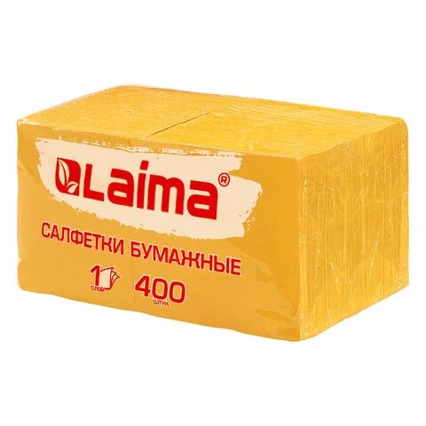 Салфетки бумажные 400 шт., 24х24 см, "Big Pack", жёлтые, 100%