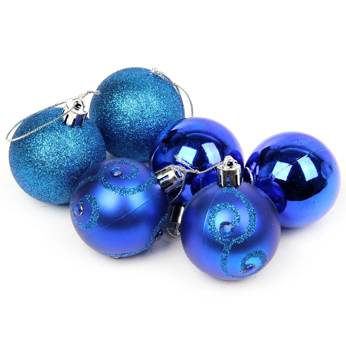 Набор из 6-ти пластиковых шаров, 5 см, цвет-синий