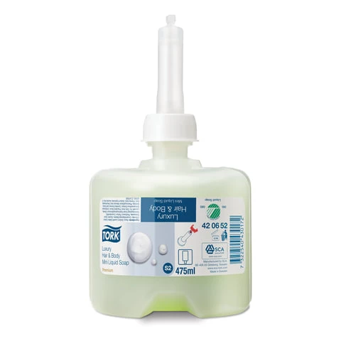 Картридж с жидким мылом-шампунем одноразовый TORK (Система S2) Premium, 0,475 л,