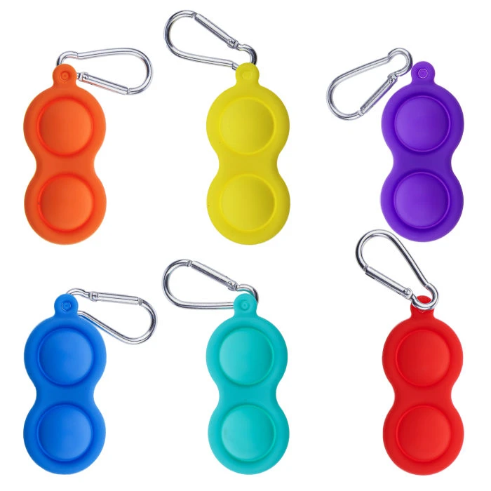 Игрушка-антистресс Simple Dimple 2 кнопки, одноцветный (6 цветов) брелок, 8*3,5