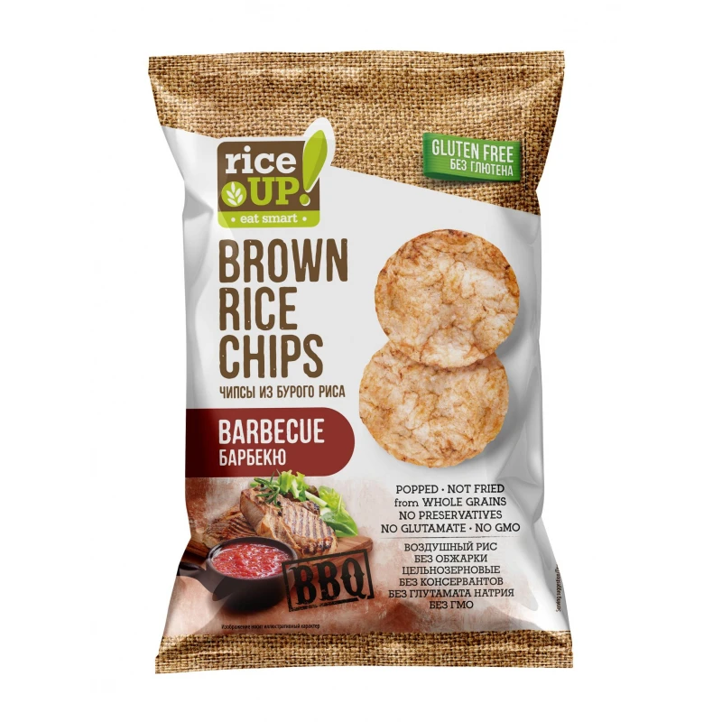 Чипсы Rice Up цельнозерновые рисовые со вкусом барбекю, 60г
