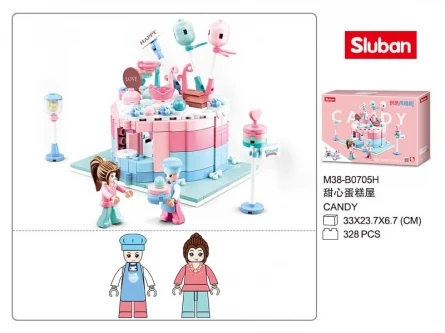 Конструктор пластиковый SLUBAN Фудкорт. Магазин сладостей (328 деталей) Арт.
