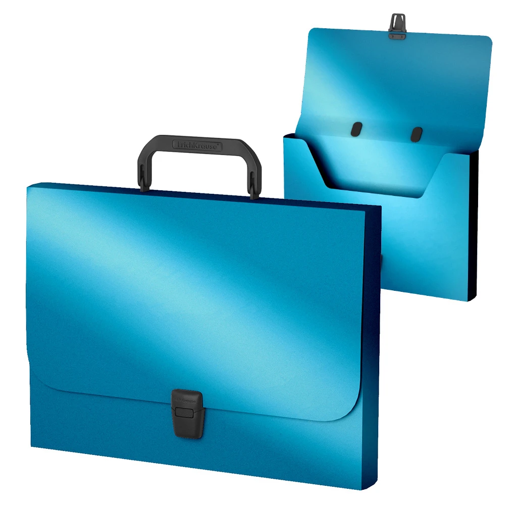 Портфель пластиковый Erich Krause Matt Ice Metallic, FC, голубой (в пакете по 1
