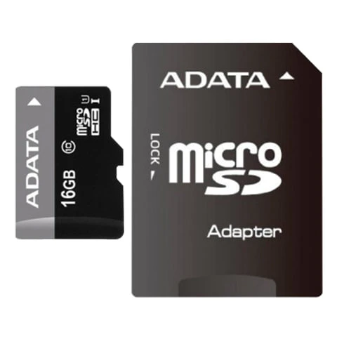 Карта памяти micro SDHC, 16 GB, A-DATA Premier, 50 Мб/сек. (class 10), с