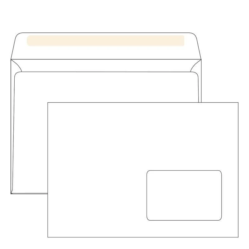 Конверт OfficePost С5 80 г/кв.м белый декстрин с внутренней запечаткой с правым