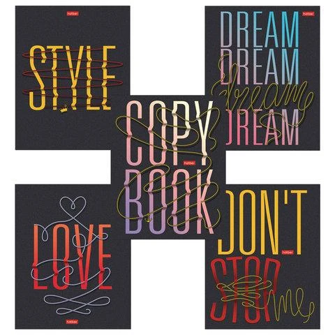 Тетрадь А5 96 л., HATBER, скоба, линия, выборочный лак, "Wordsline" (5