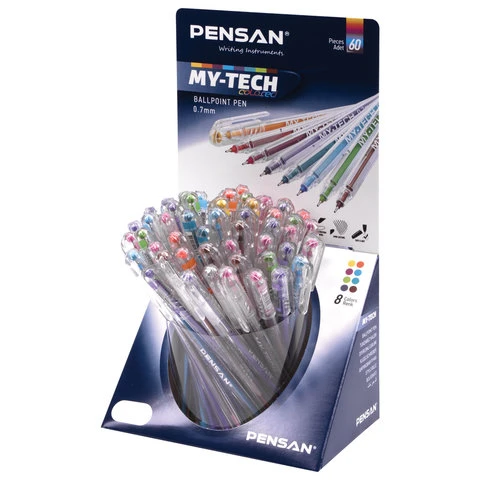Ручка шариковая масляная PENSAN "My-Tech Colored", палитра ярких