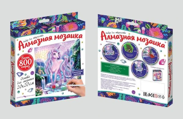 Набор для творчества алмазная мозаика единорог 20*20 см. МУЛЬТИ АРТ
