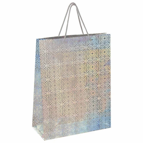 Пакет подарочный 33x12,7x44,7 см, ЗОЛОТАЯ СКАЗКА голография, ассорти 3 цвета,