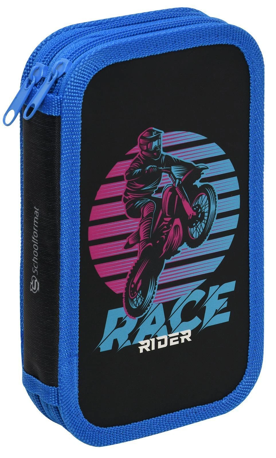 Пенал 2 секционный Schoolformat MOTO SPORT, 190х105 мм, Soft-touch, молния