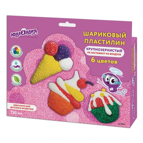 Пластилин шариковый ЮНЛАНДИЯ "ЮНЛАНДИК - КОНДИТЕР", 6 цветов по 125